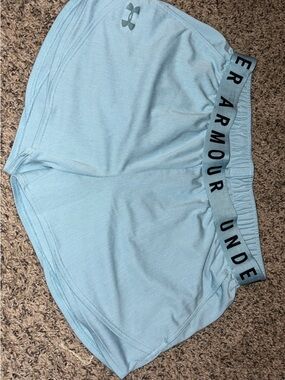 Under Armour Light Blue Women's Athletic Shorts with Branded Waistband